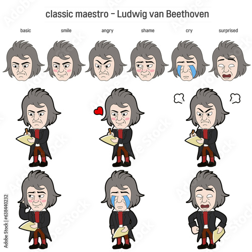 Cute classical composer, performer illustration - 06_Ludwig van Beethoven