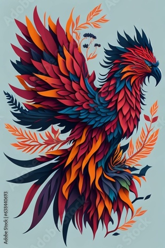 A detailed illustration of a Phoenix for a t-shirt design, wallpaper, and fashion