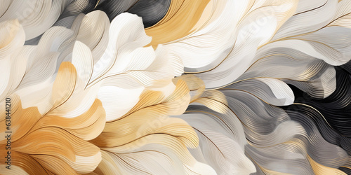 Abstract Textured Wall Illustration with Gray Golden Tones and Floral Elegance. AI