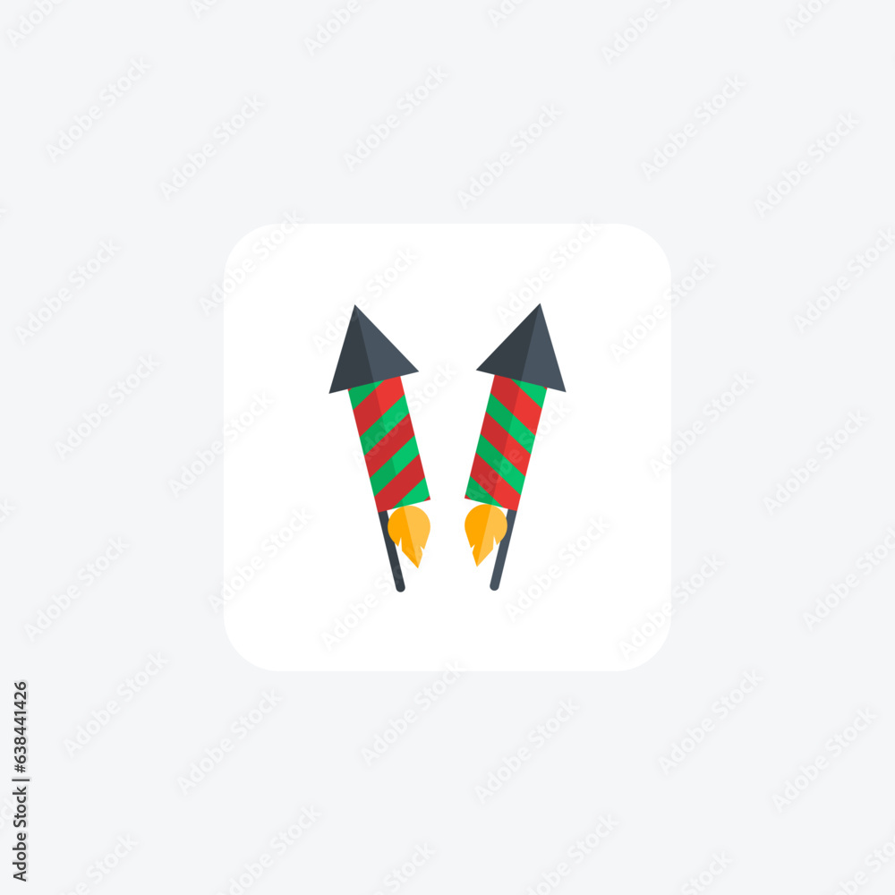 A Symphony of Christmas Rockets Flat Icon A Symphony of Christmas Rockets Flat Icon