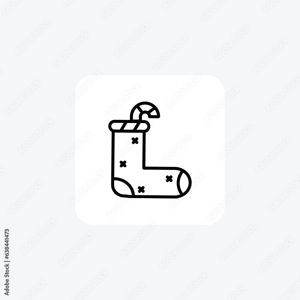 Whimsical Christmas Socks Line Icon Whimsical Christmas Socks Line Icon