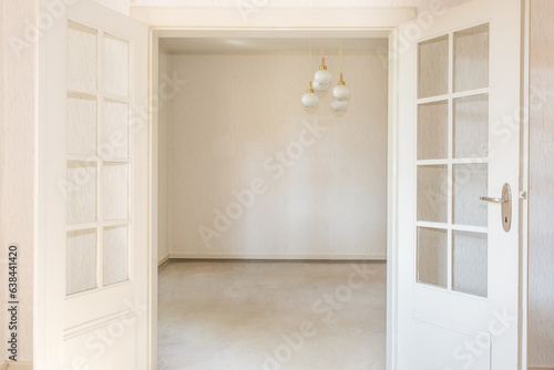 weiße Flügeltür mit Fenster Altbau