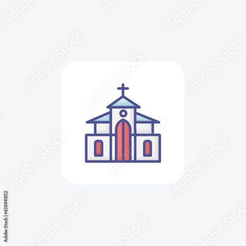 Enchanting Christmas Church Imagery Filled Outline Icon