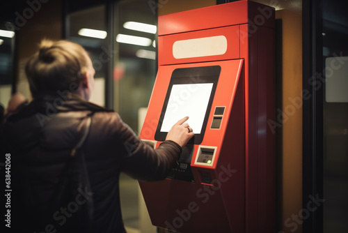 man using ATM machine at subway station , AI Generated