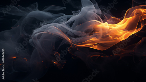 illuminating smoke on black background