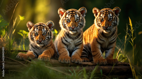 Group of cute tiger cubs