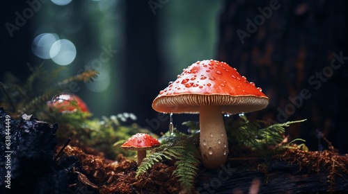 Mushrooms on a forest floor