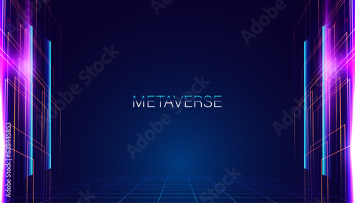 Abstract Metaverse Virtual reality Concept colorful of Future digital technology metaverse connected to the virtual space on a modern background.