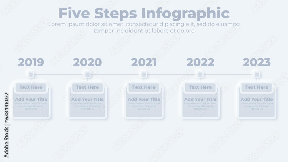 Neumorphic connection timeline steps infographics template design