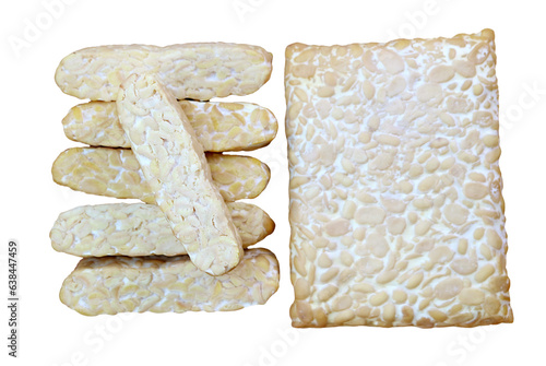 Canvastavla Whole and Sliced Fresh Tempeh, a High Plant Protein Source Isolated on Transpare