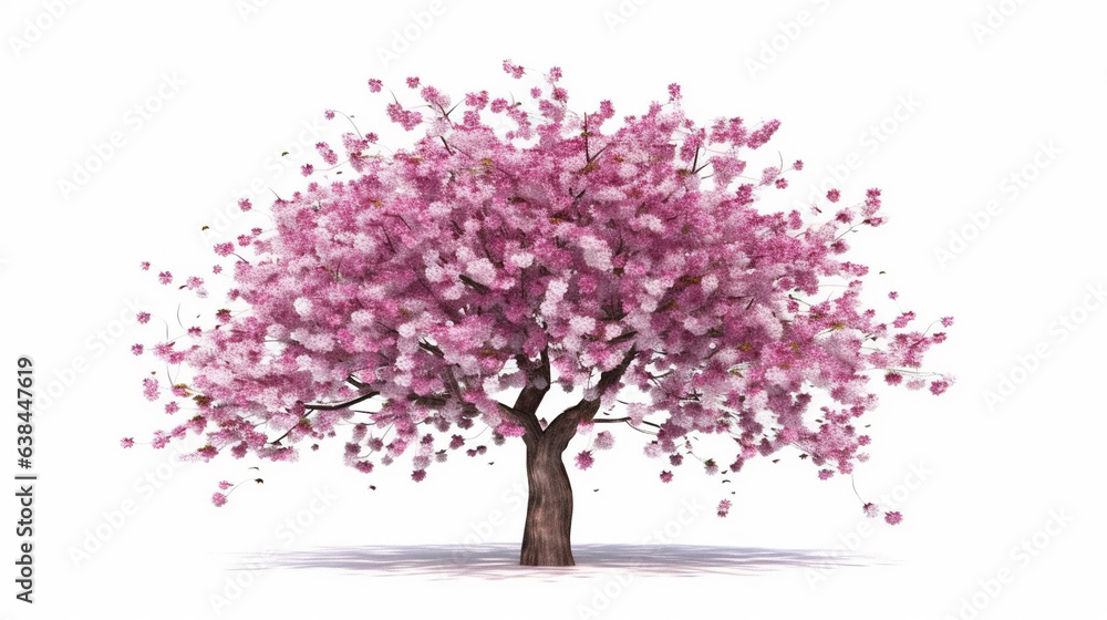 Obraz premium A Blossoming Cherry Tree Adorned with Pink Blossoms White Background AI Generative