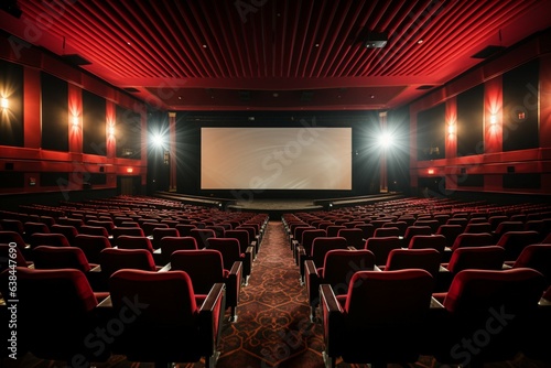 Cinematic venue readies for presentation, an atmosphere pregnant with pre show suspense Generative AI