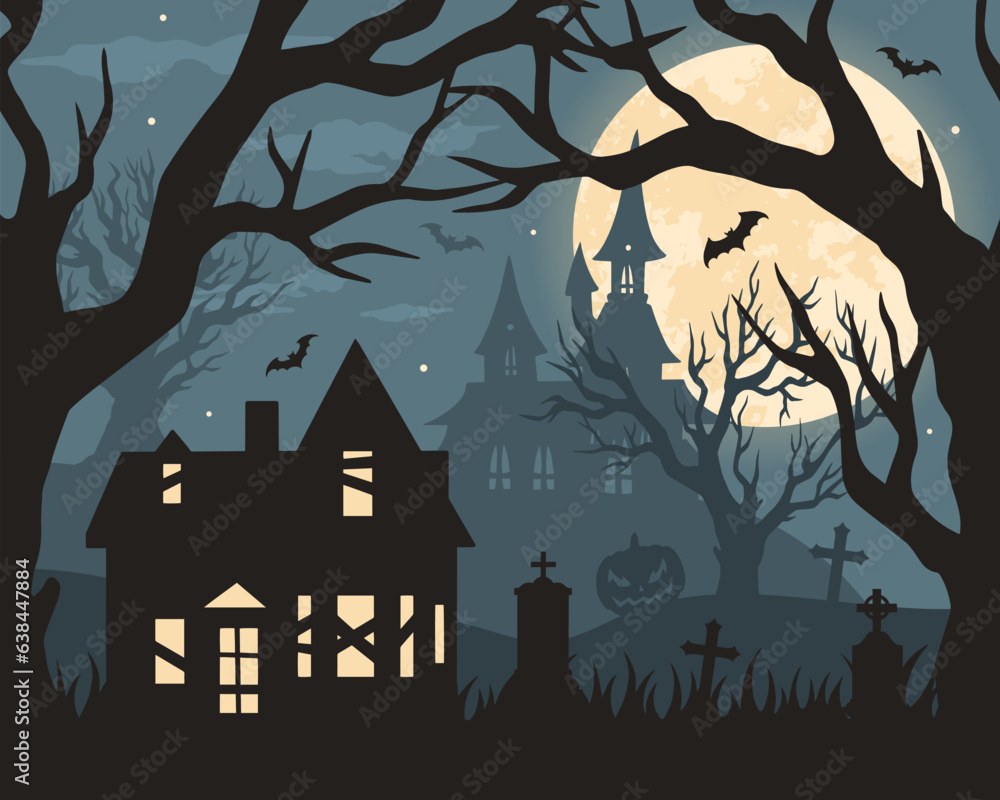 Halloween scary scenery sticker colorful