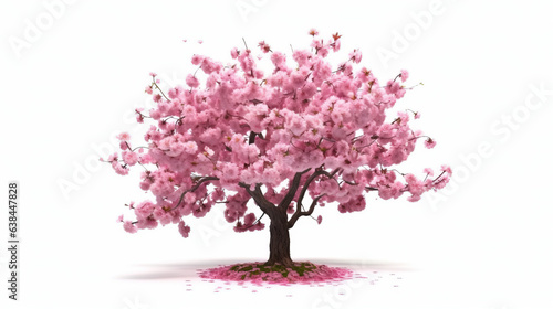 A Blossoming Cherry Tree Adorned with Pink Blossoms White Background AI Generative © Image Lounge