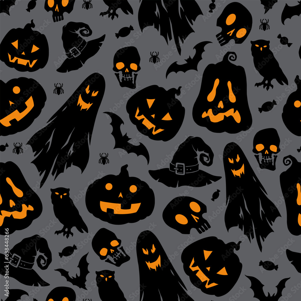 Halloween ghosts colorful pattern seamless