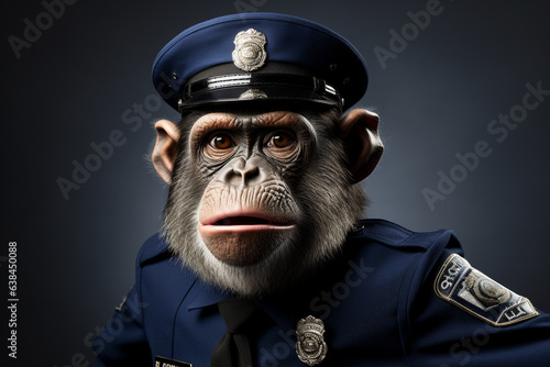 monkey wearing police uniform