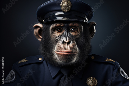 monkey wearing police uniform