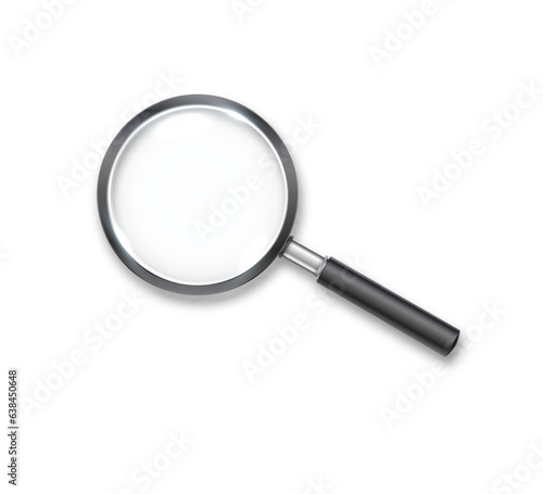 Search icon vector. Magnifying Glass Isolated On White Background, With Gradient Mesh.Realistic Magnifying glass with shadow Vector