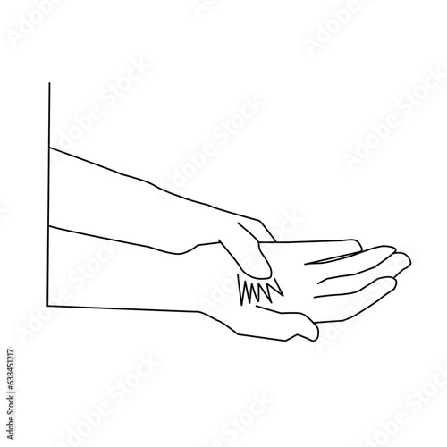 Acute pain in her palm concept thin line design illustration