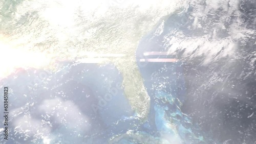 Zoom in from space and focus on Ocala, Florida, USA. 3D Animation. Background for travel intro. Elements of this image furnished by NASA	