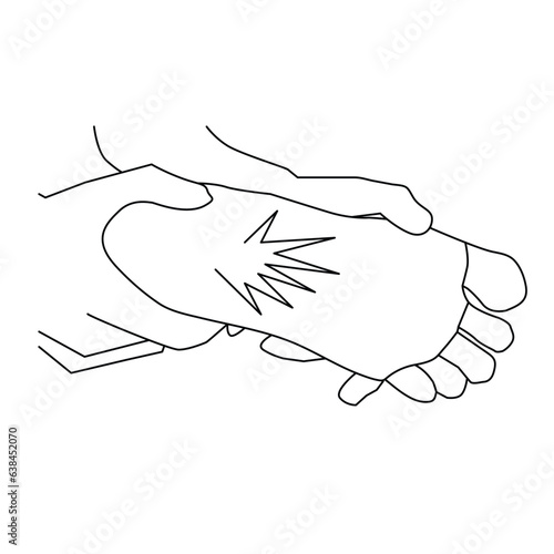 Tingling and burning sensation in foot concept thin line design illustration