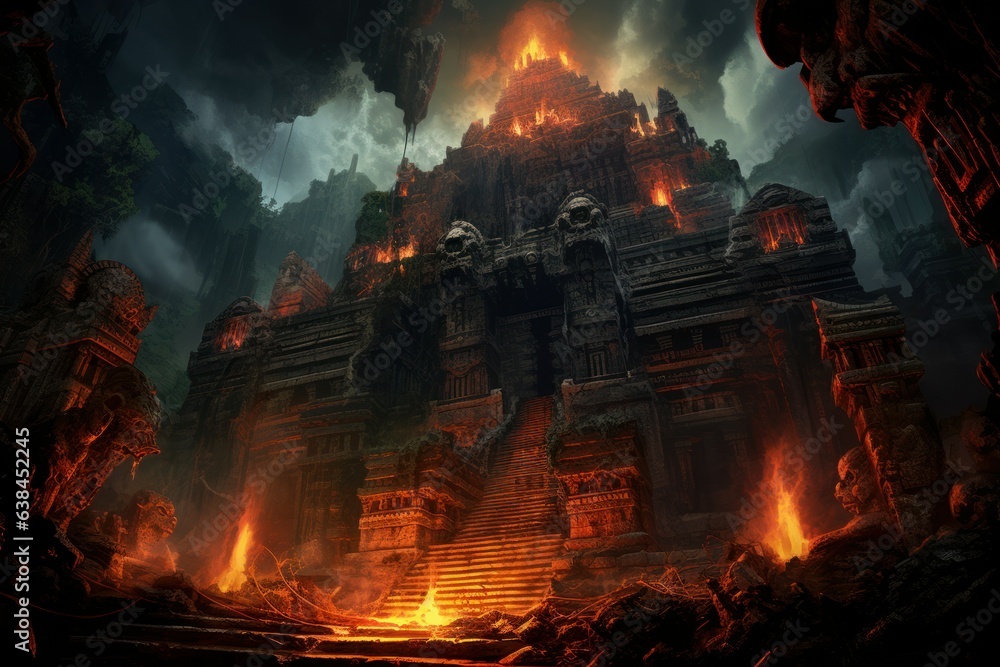 Temple of doom hell. Generate Ai - obrazy, fototapety, plakaty 