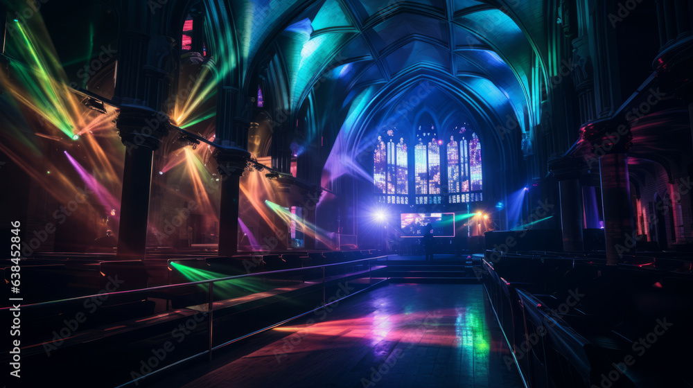 Fototapeta premium Nightclub inside a deconsecrated church