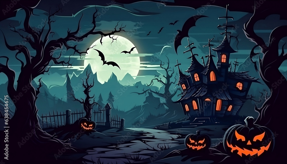 halloween background with spooky house