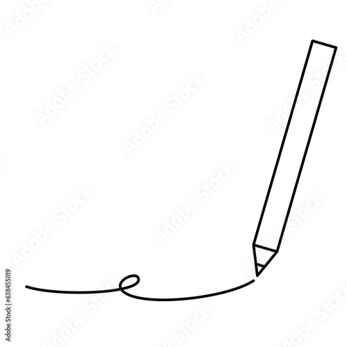 Pencil with line. Outline. Vector and illustration