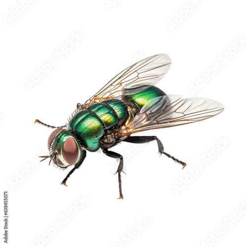 common green bottle fly isolated on transparent background cutout