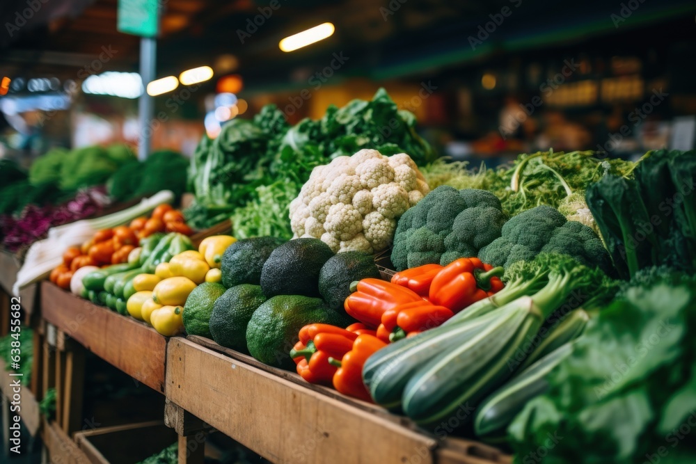 Close up shot of vegetable at street market, vibrant produce and color. Generative AI Close up shot of vegetable at street market, vibrant produce and color. Generative AI