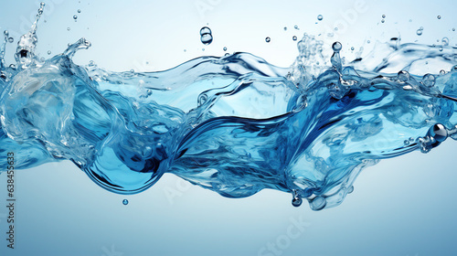 Natural Flow of Beautiful Splashes of Blue Water on White Background AI Generative