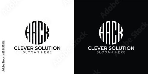 Word Hack creative circle 4 Letters logo design vector