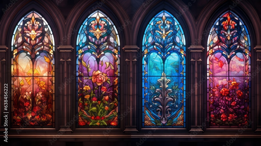 Fototapeta premium Stunning stained glass windows in a beautiful building