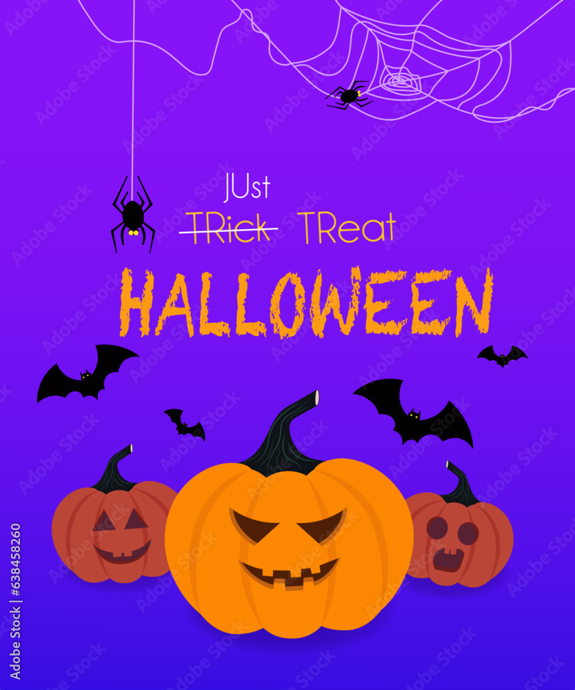 Halloween background with pumpkin. The background is great for cards, brochures, flyers, and advertising poster templates. Vector illustration.	
