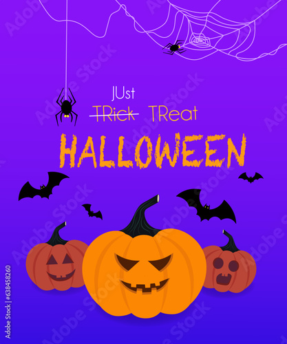 Halloween background with pumpkin. The background is great for cards  brochures  flyers  and advertising poster templates. Vector illustration.  