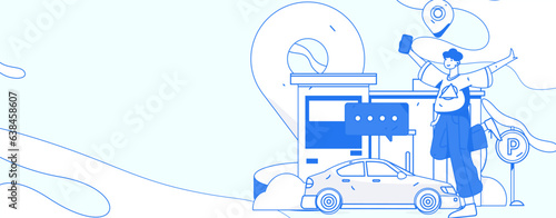 Wallpaper Mural Flat vector concept operation hand-drawn illustration of people taking a taxi
 Torontodigital.ca