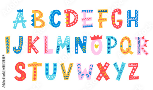 Vector Funny Alphabet Scandinavian Funny Kids Font
