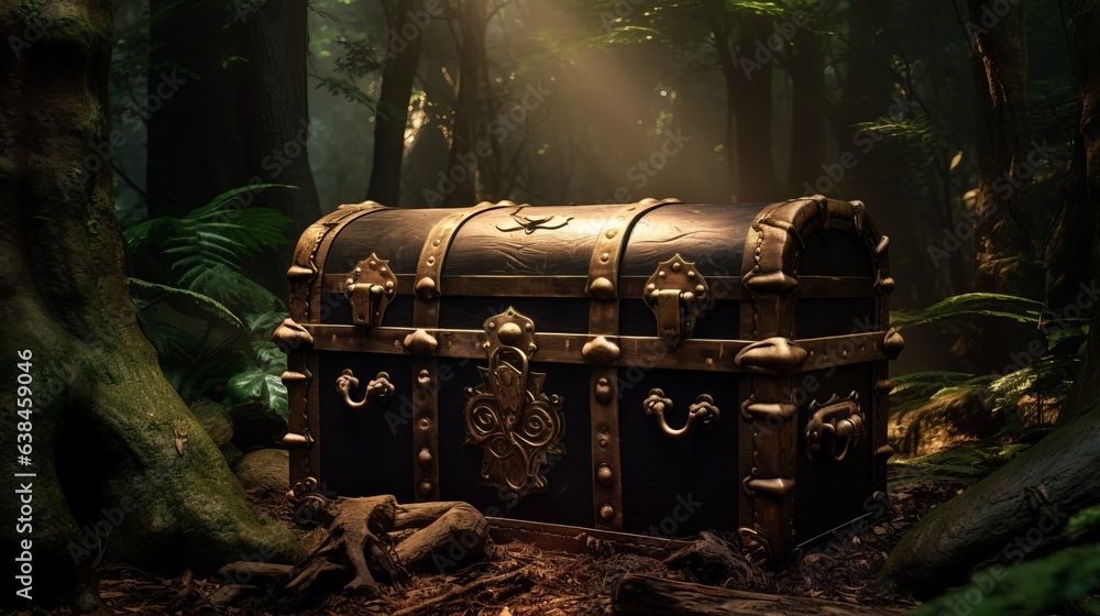 A mysterious chest in the heart of a lush forest