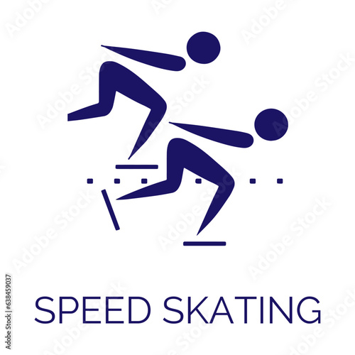 Winter sport icon. Vector isolated pictogram on white background with the names of sports disciplines. Olympic games. Olympic sport. Speed skating
