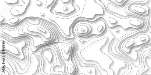 Topographic map background geographic line map with seamless ornament design. The black on white contours vector topography stylized height of the lines map.