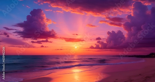 sunset at the beach. sunset over the sea. sunset on the beach. © SuperTittan