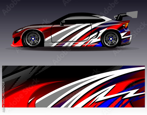 Race car wrap decal designs. Abstract racing and sport background for car livery or daily use car vinyl sticker