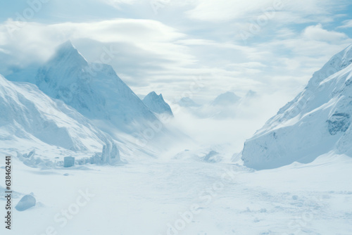 Majestic mountain range covered in snow