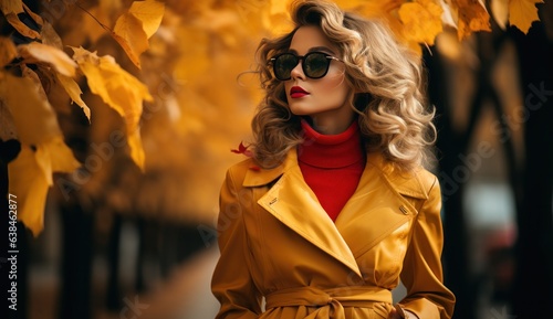 Autumn background with beautiful woman