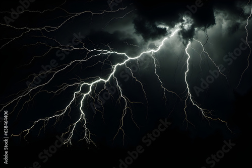 Dynamic Storm Lightning on Dark Background, Ideal for Overlays and Templates