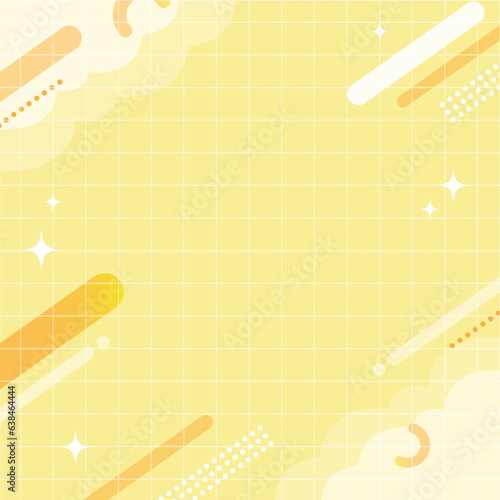 【黄色・オレンジ】幾何学模様背景・メンフィスのフレームパターン素材