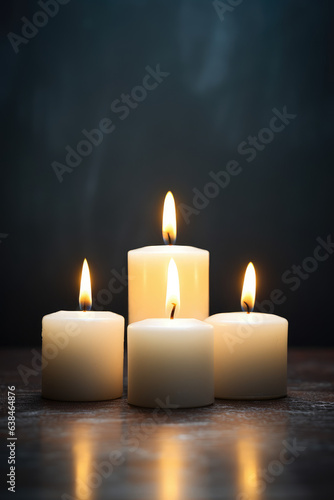 Several candles for lighting blessings are placed on the table