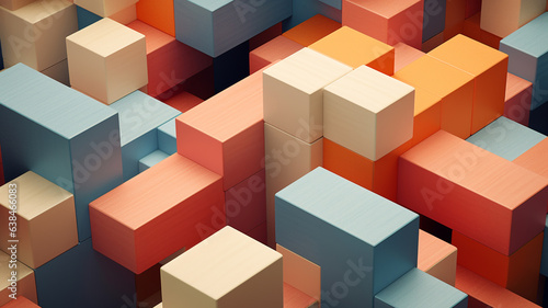 Abstract 3d render, pastel tone geometric composition, background design. AI Generative