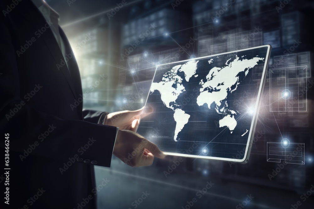 A person is operating a tablet to connect to a smart factory A person is operating a tablet to connect to a smart factory